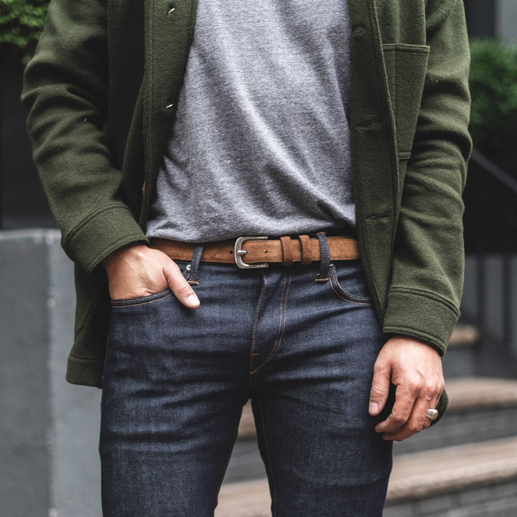 Men's Refined Leather Belt | Cognac Suede - Image 5