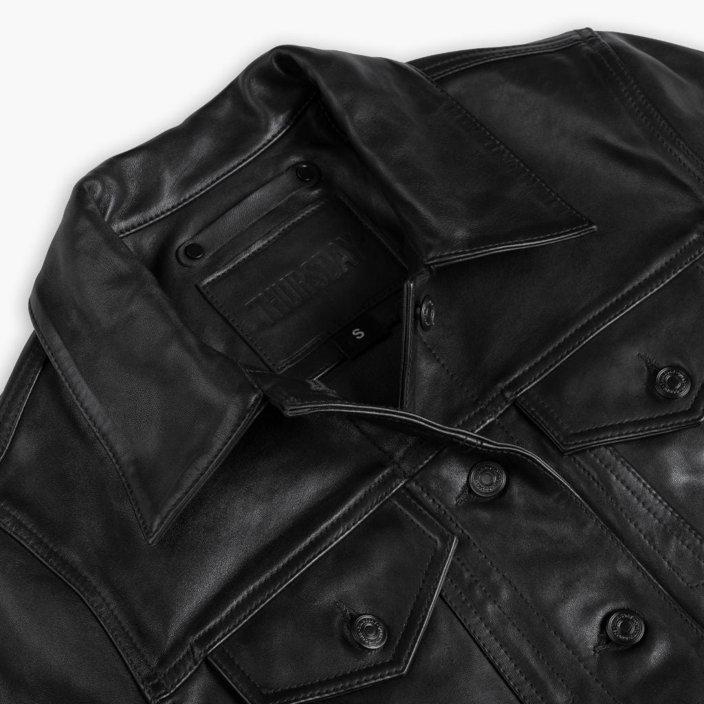 Leather Trucker Jacket | Black - Image 7